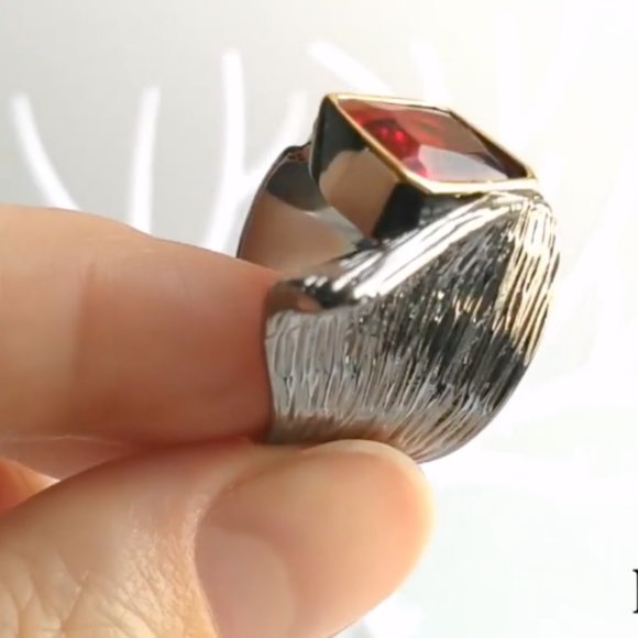 Gold Plated Red Personality Ring - Picture 11 of 17